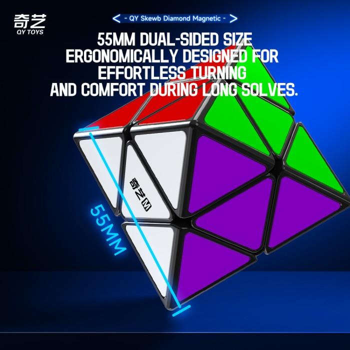 Cube Qiyi Face Turning Octahedron FTO Standar/Magnetic Blackbase Tiled Original - STANDAR