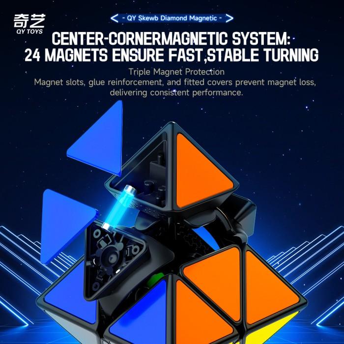 Cube Qiyi Face Turning Octahedron FTO Standar/Magnetic Blackbase Tiled Original - STANDAR