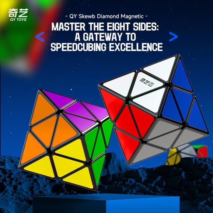 Cube Qiyi Face Turning Octahedron FTO Standar/Magnetic Blackbase Tiled Original - STANDAR