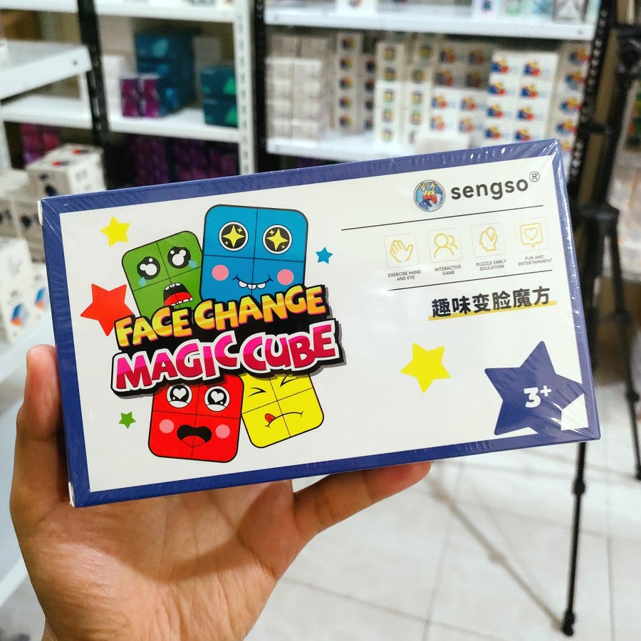 Mainan Edukasi Anak Montessori Face Change Card Game Puzzle Sengso