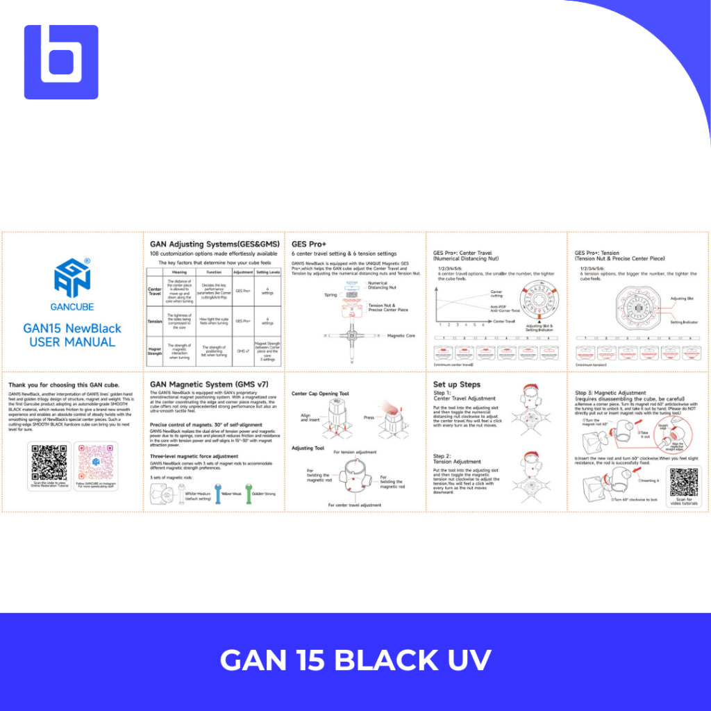Cube 3x3 Gan 15 Inner Black Maglev Uv Coated 3x3 Original