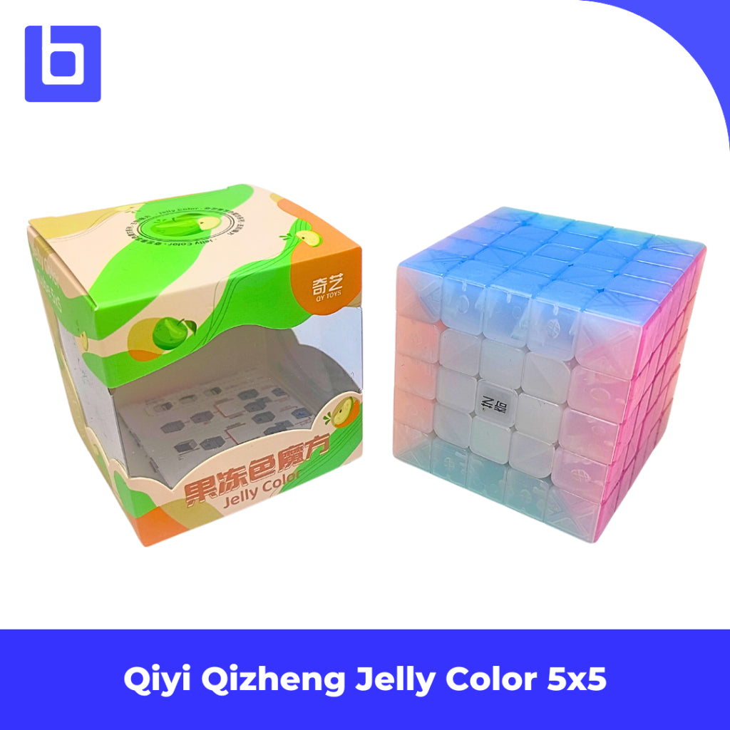 Cube 5x5 QiYi QiZheng Jelly Stickerless Transparent Kubus Puzzle Original