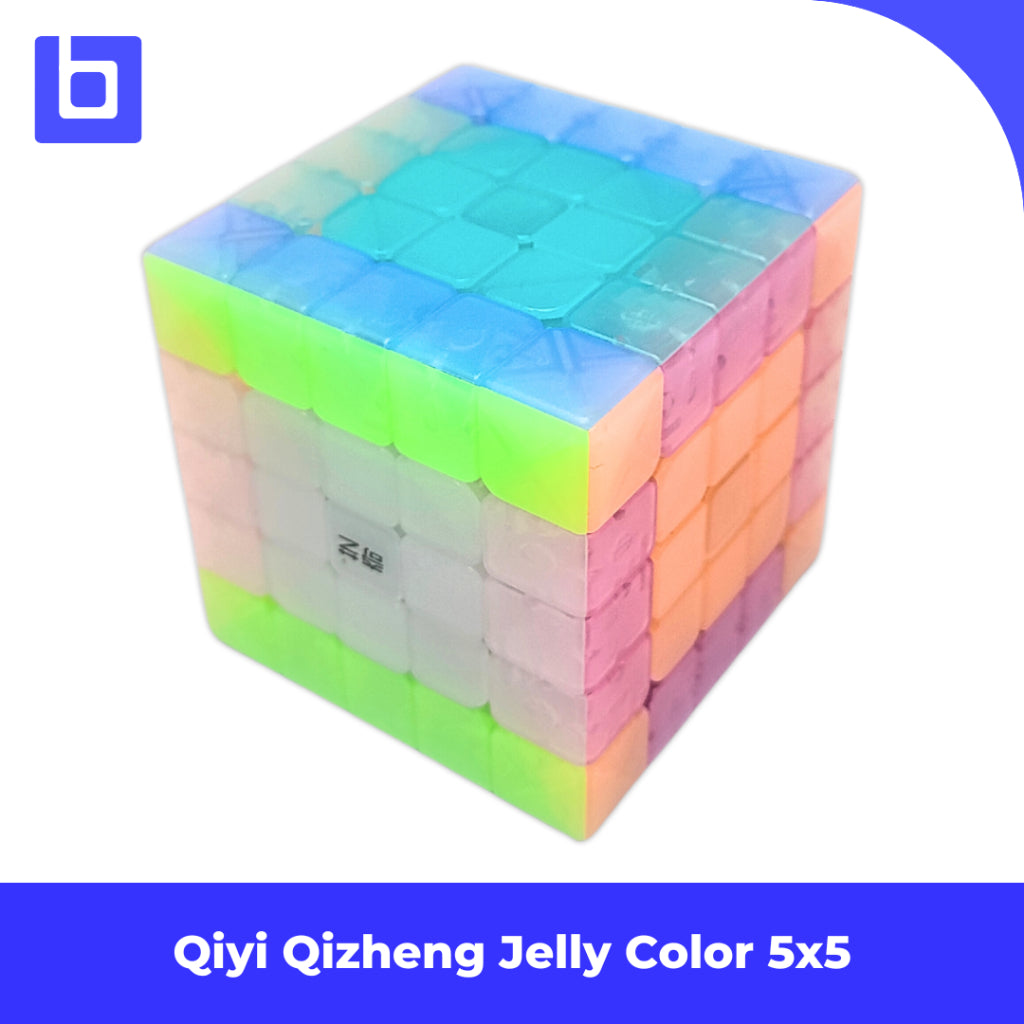 Cube 5x5 QiYi QiZheng Jelly Stickerless Transparent Kubus Puzzle Original