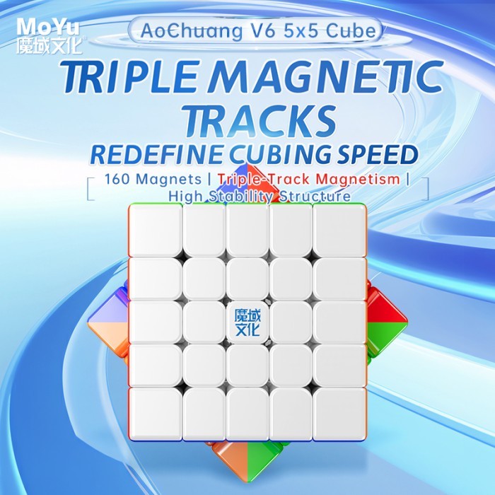 Cube 5x5 Moyu aochuang 1/2/3 Magnetic Track Stickerless Original - SINGLE FROSTED