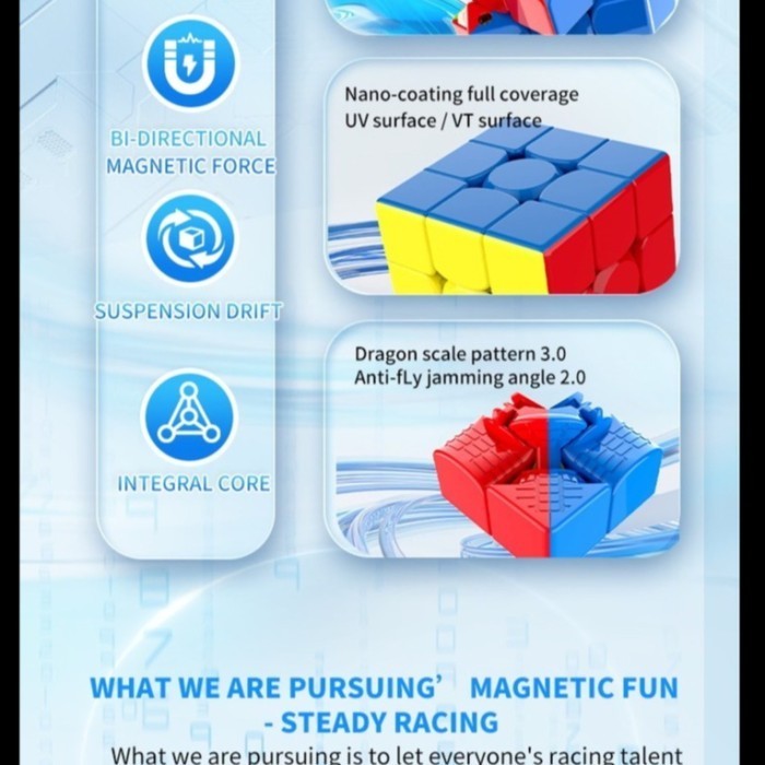 Cube 3x3 Yuxin little magic 3x3 V3 Maglev VT/Uv Coated Original - Velvet