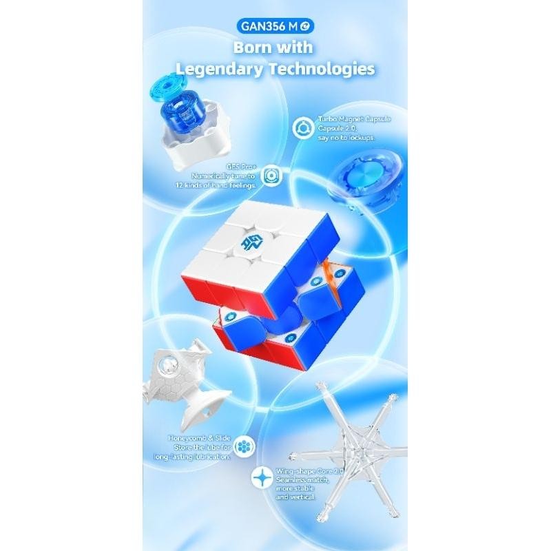 Cube 3x3 GAN 356 M E V1/V2 Magnetic 3x3 Stickerless Original