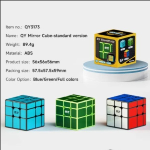 Cube 3x3 Qiyi Mirror 3x3 Tiled Stickerless Original - STICKERLESS, STANDAR